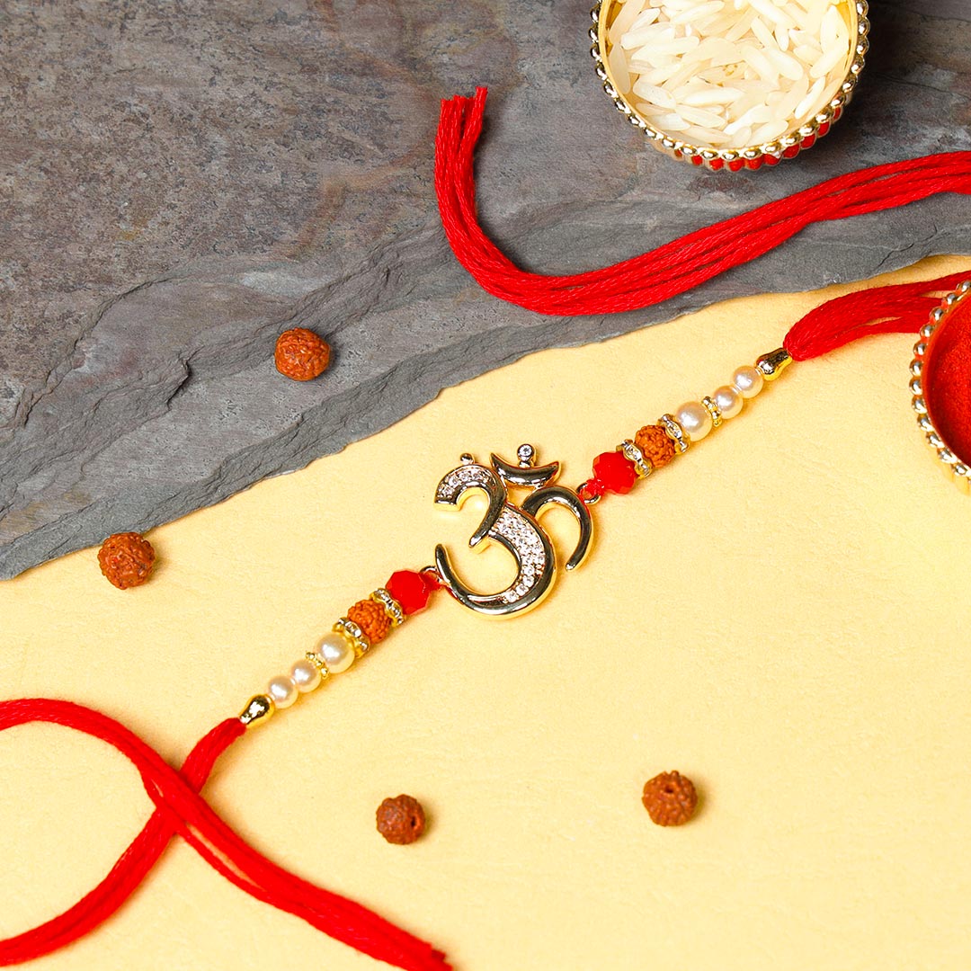 Elegant Diamond Om Rakhi