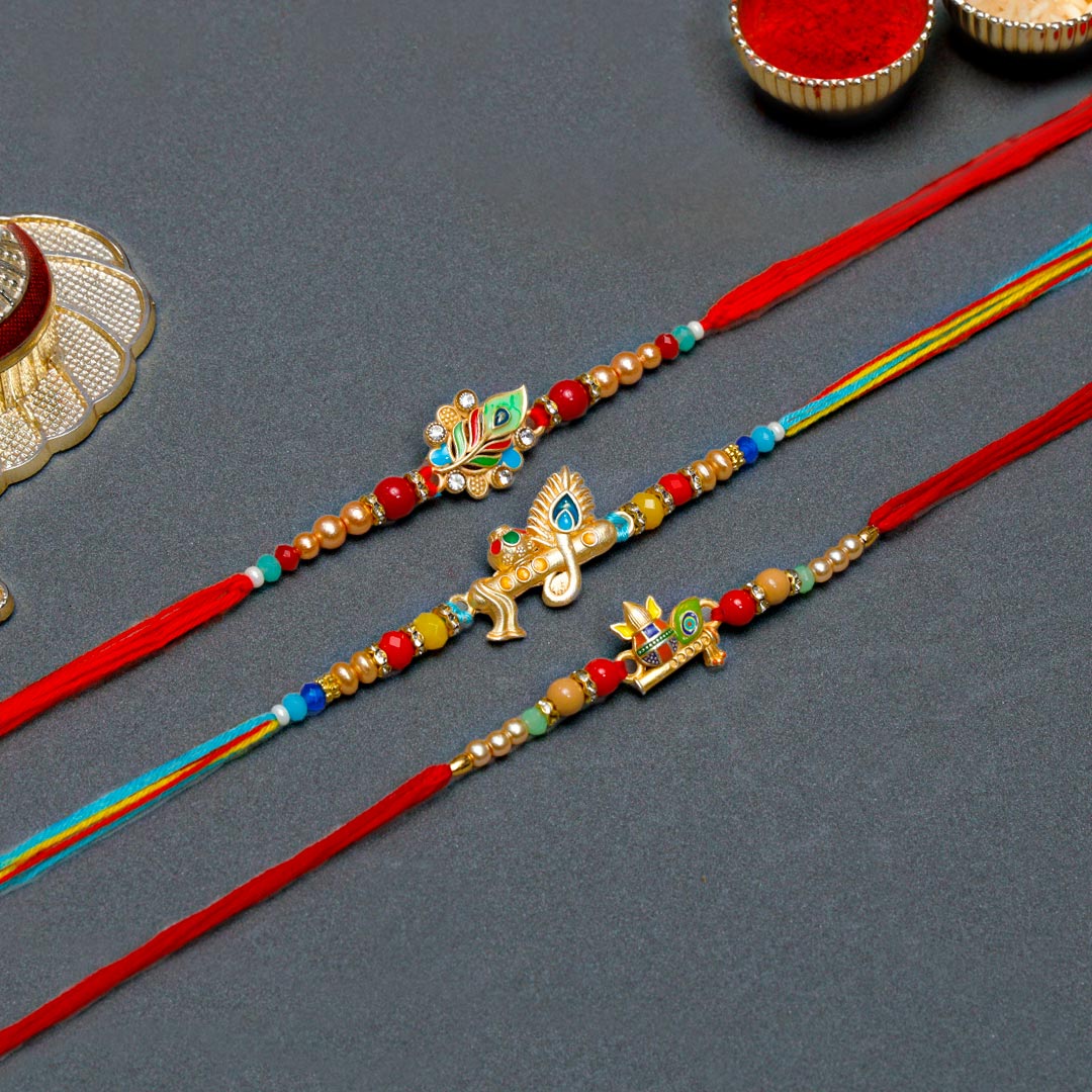 Elegant Divine Rakhi Set of 3