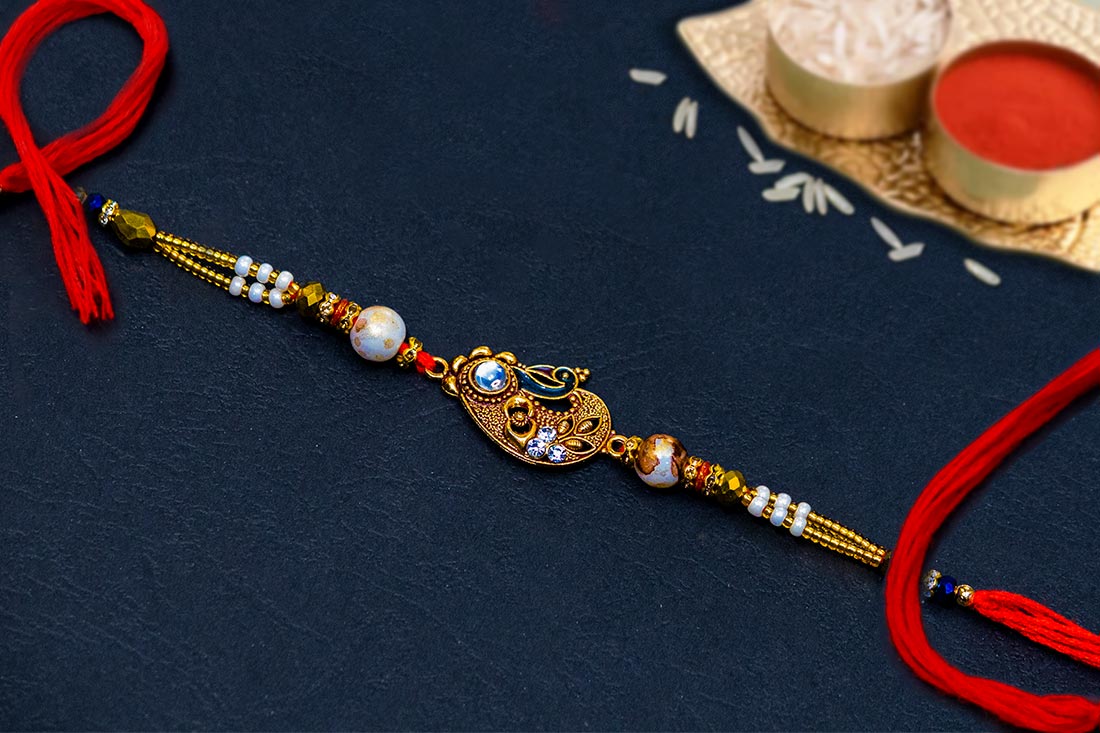 Order Embellished mayur rakhi Online