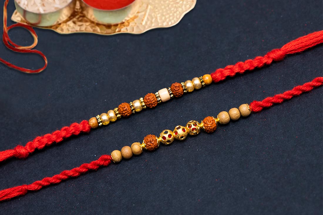 Send Ethnic rudraksh rakhi combo Online