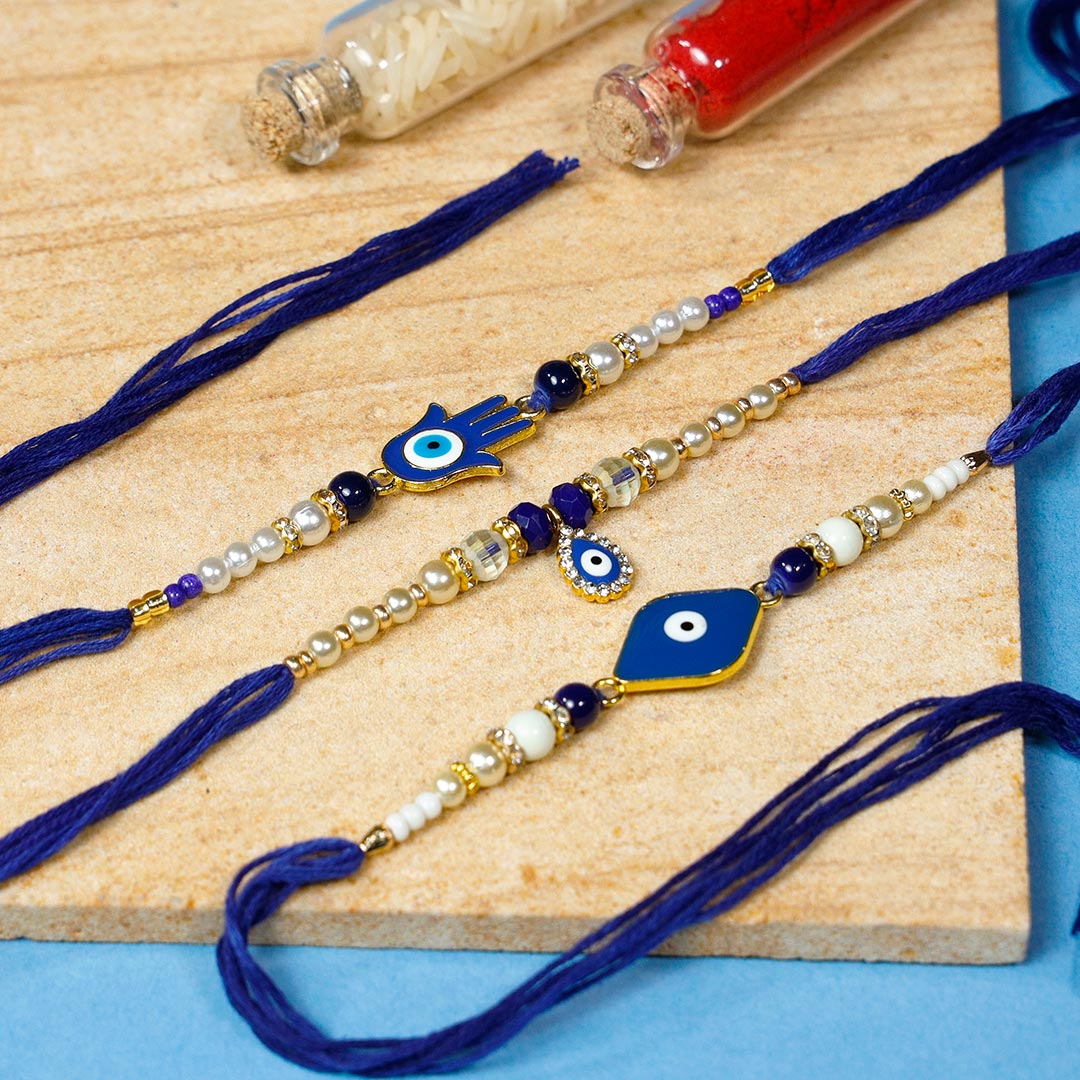 Evil Eye 3 Rakhi Set With Dragees