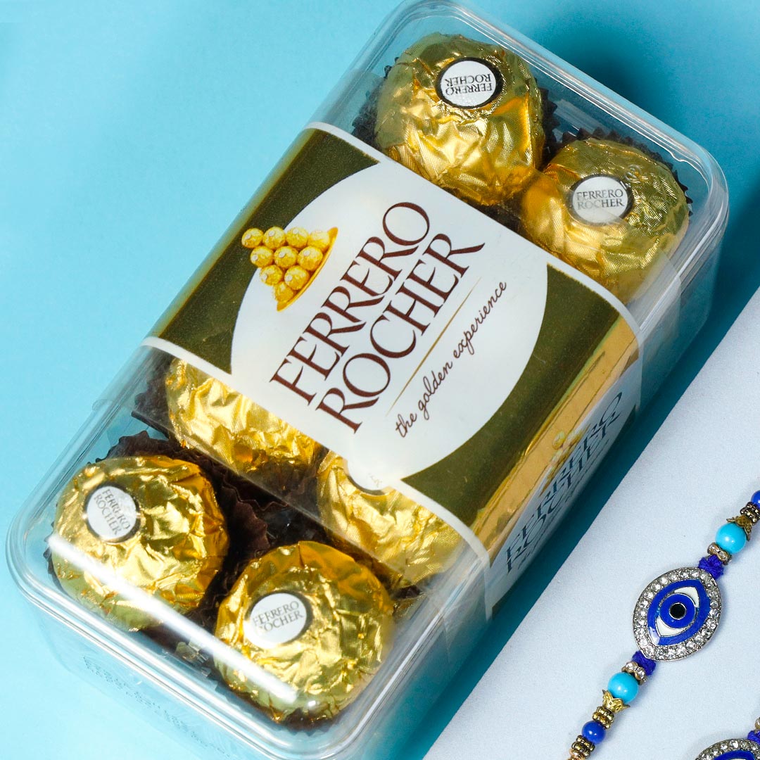 Evil Eye Couple Rakhi Set With Ferrero Rocher