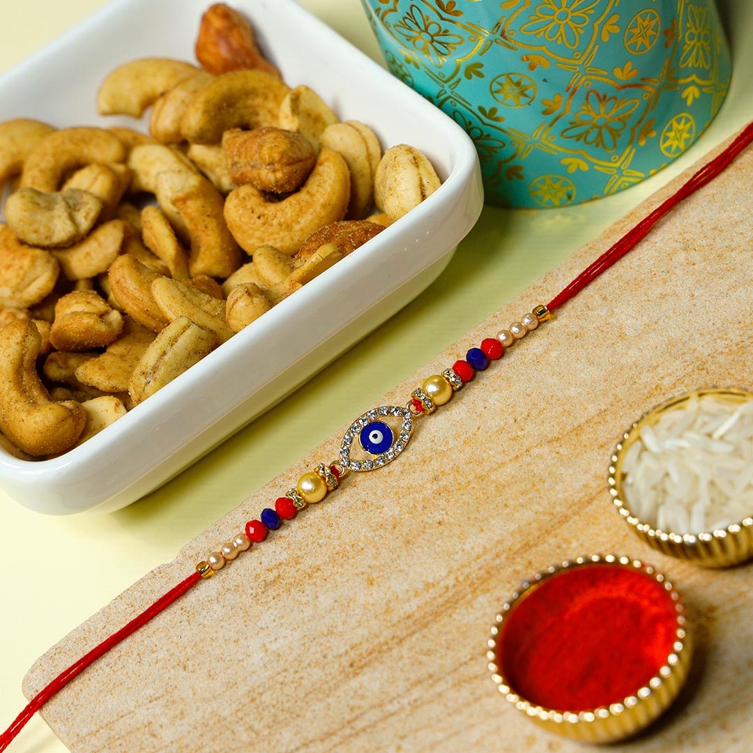 Evil Eye Diamond Rakhi with Roasted Dry Fruits