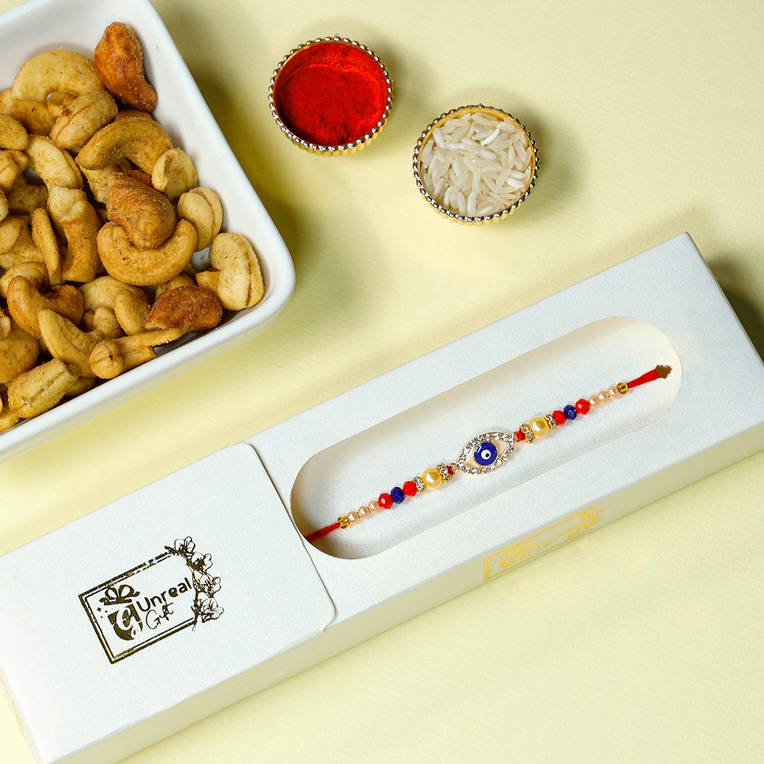 Evil Eye Diamond Rakhi with Roasted Dry Fruits