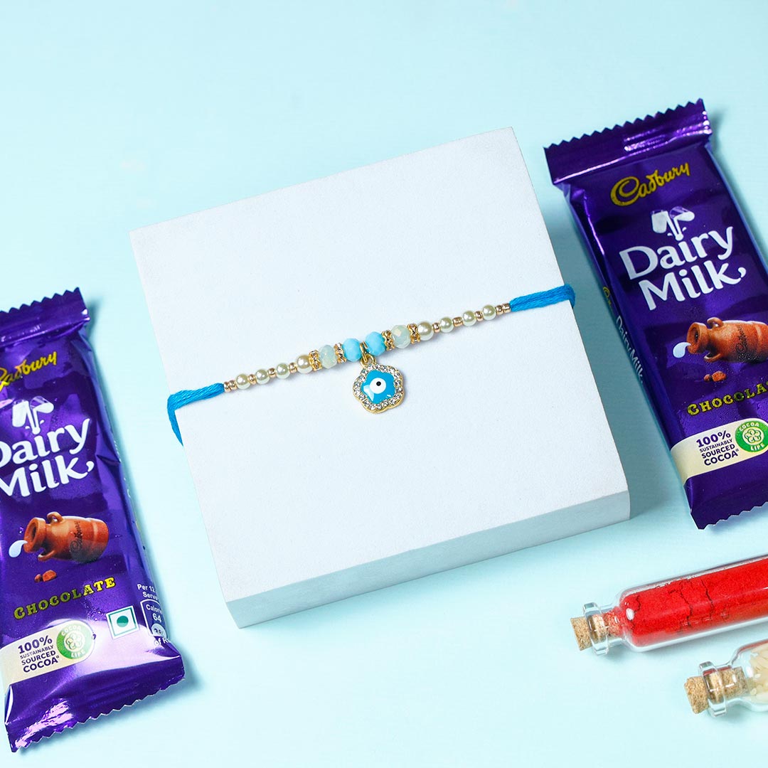 Send Evil Eye Rakhi with Dairy Milk