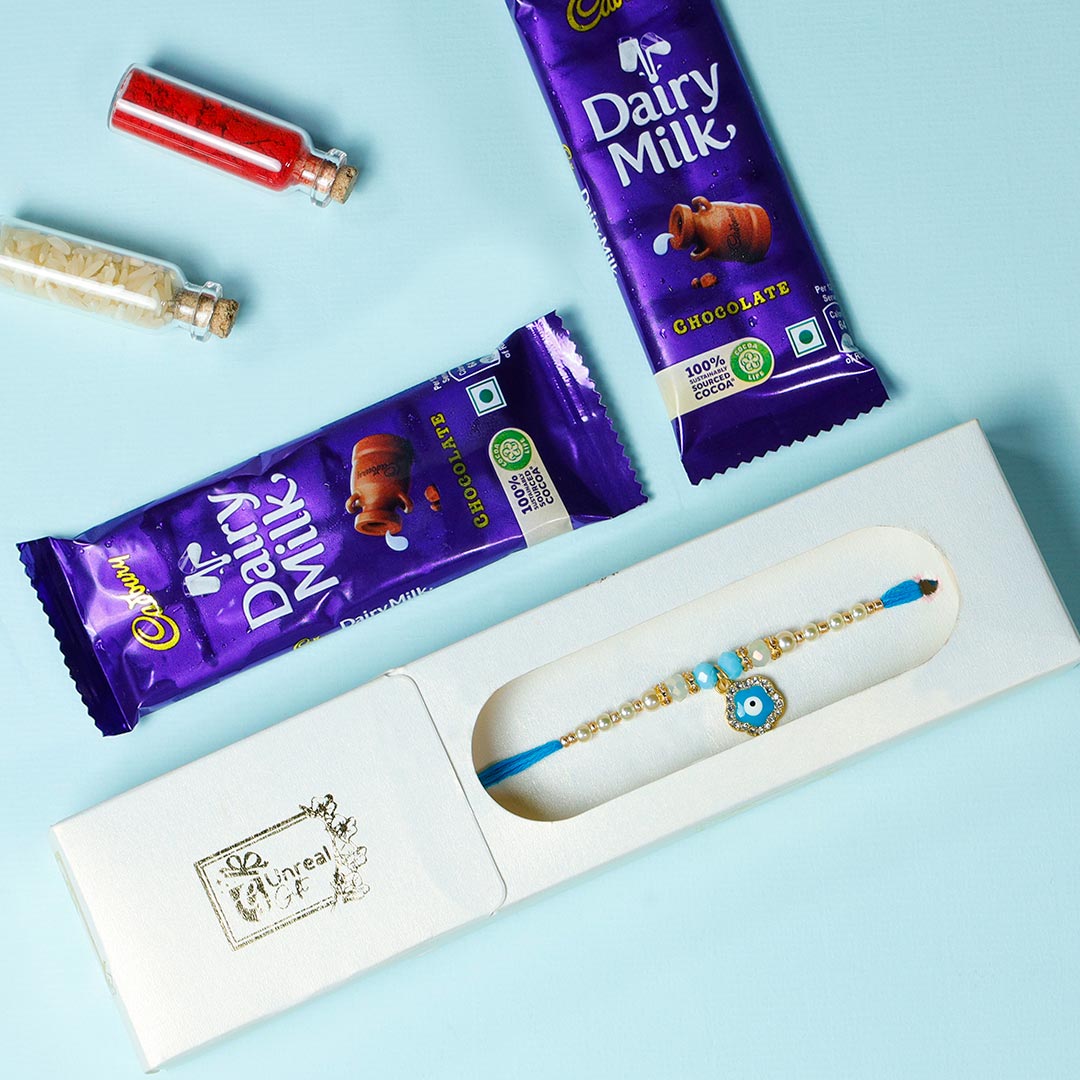 Evil Eye Rakhi with Dairy Milk