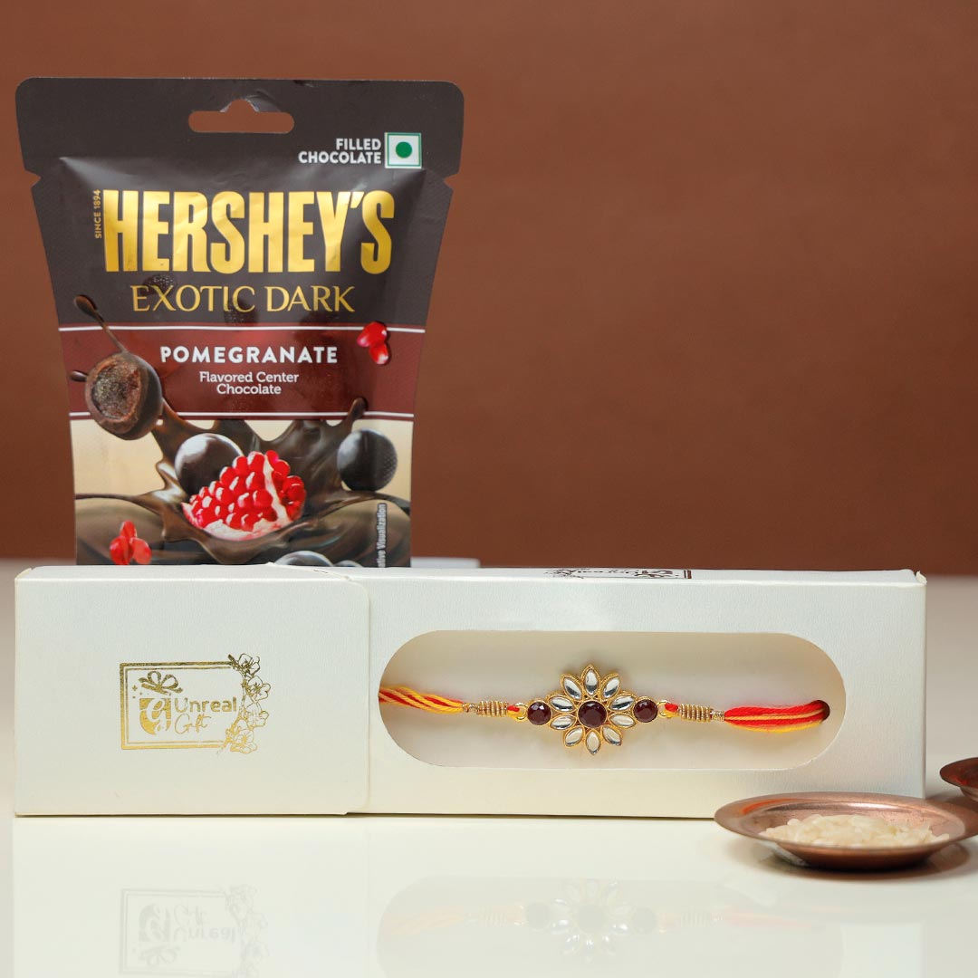 Send Flower Rakhi With Hershey's Chocolate