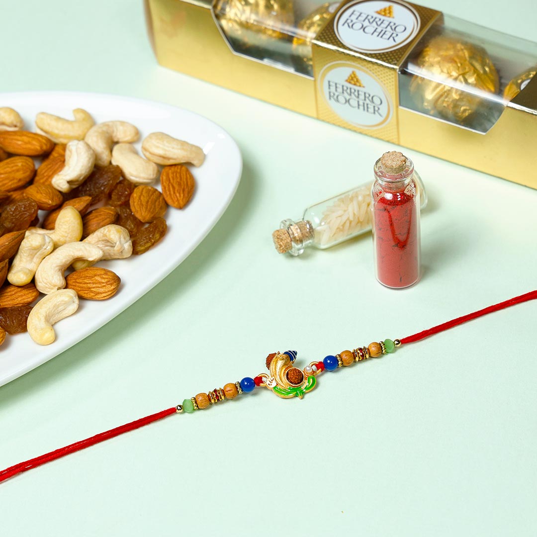 Ganesha Rakhi With Ferrero Rocher & Dry Fruits Buy Online