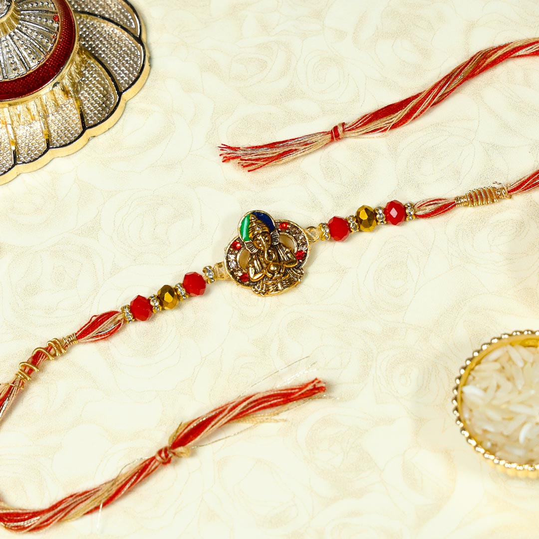 Ganesha Rakhi With Panjiri Laddoo