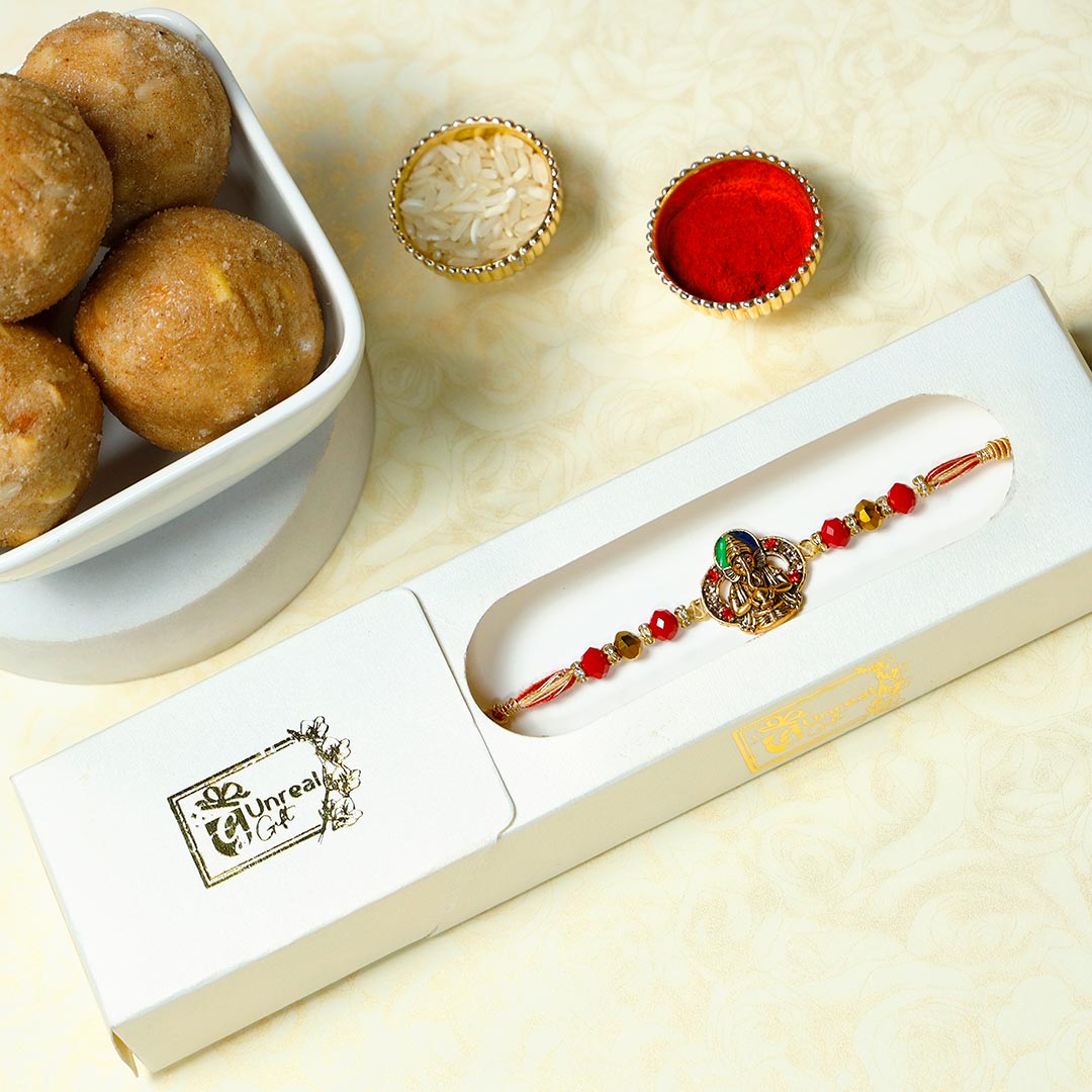 Ganesha Rakhi With Panjiri Laddoo