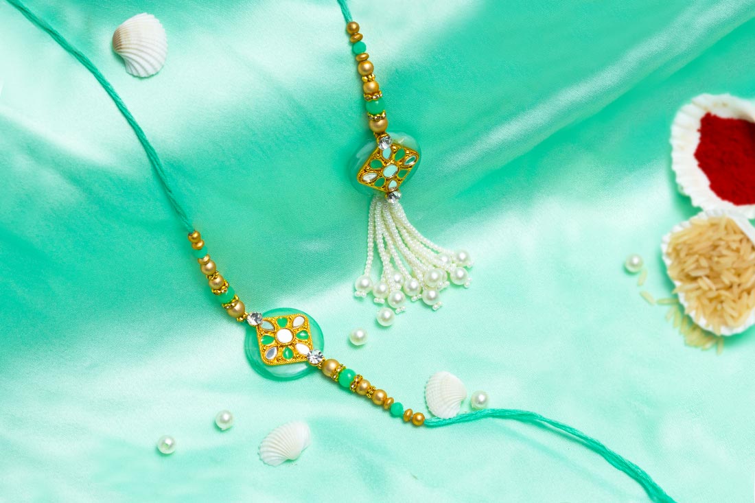 Gorgeous  golden pearl rakhi
