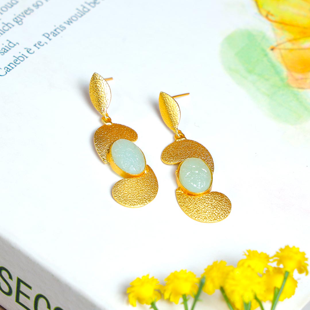 Graceful Golden Brass Earrings Buy Online