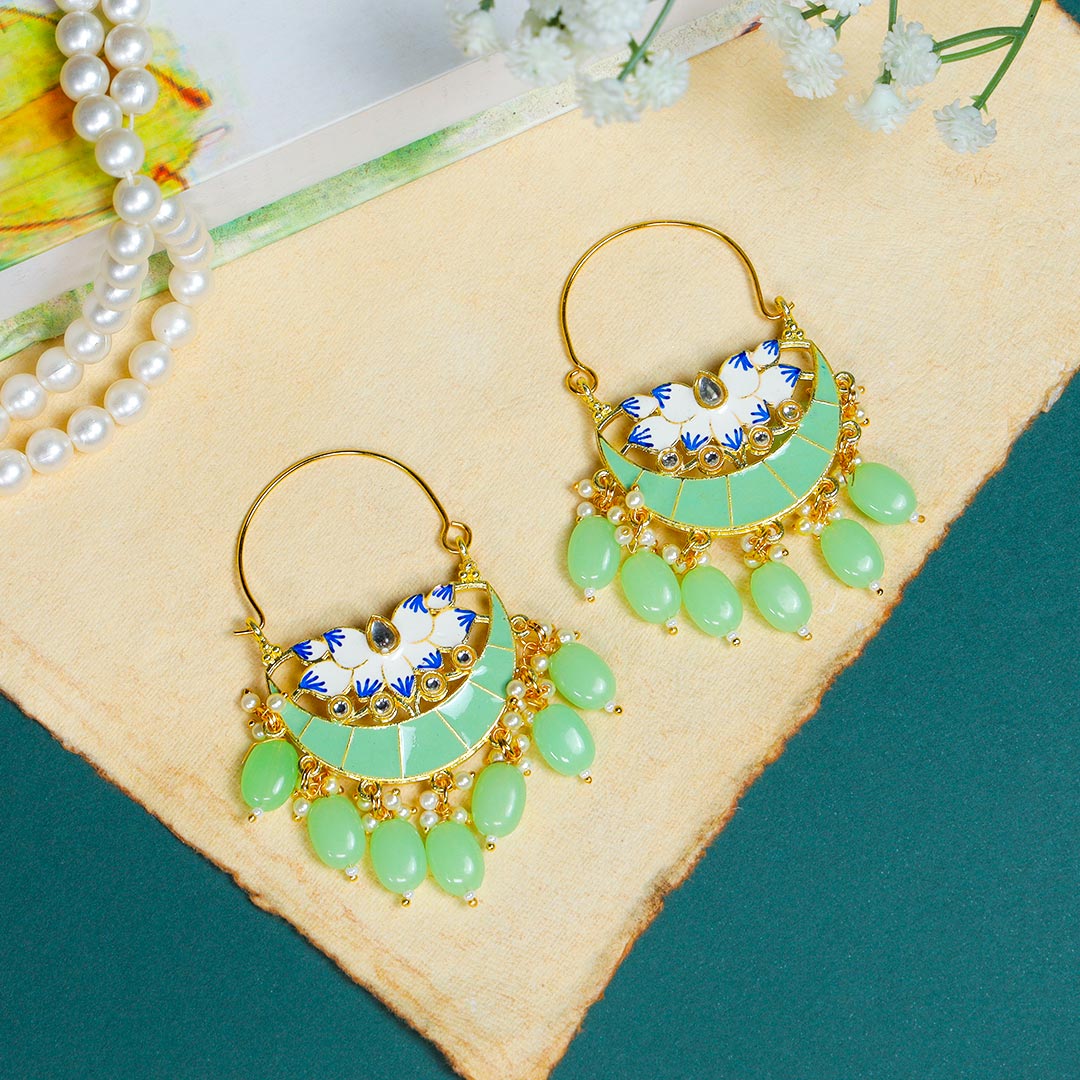 Green Beads Chandbali Send Now