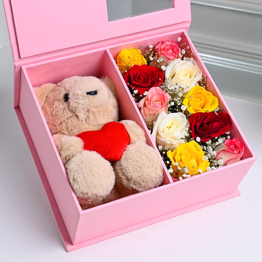 Heart-Winning Mix Roses N Teddy
