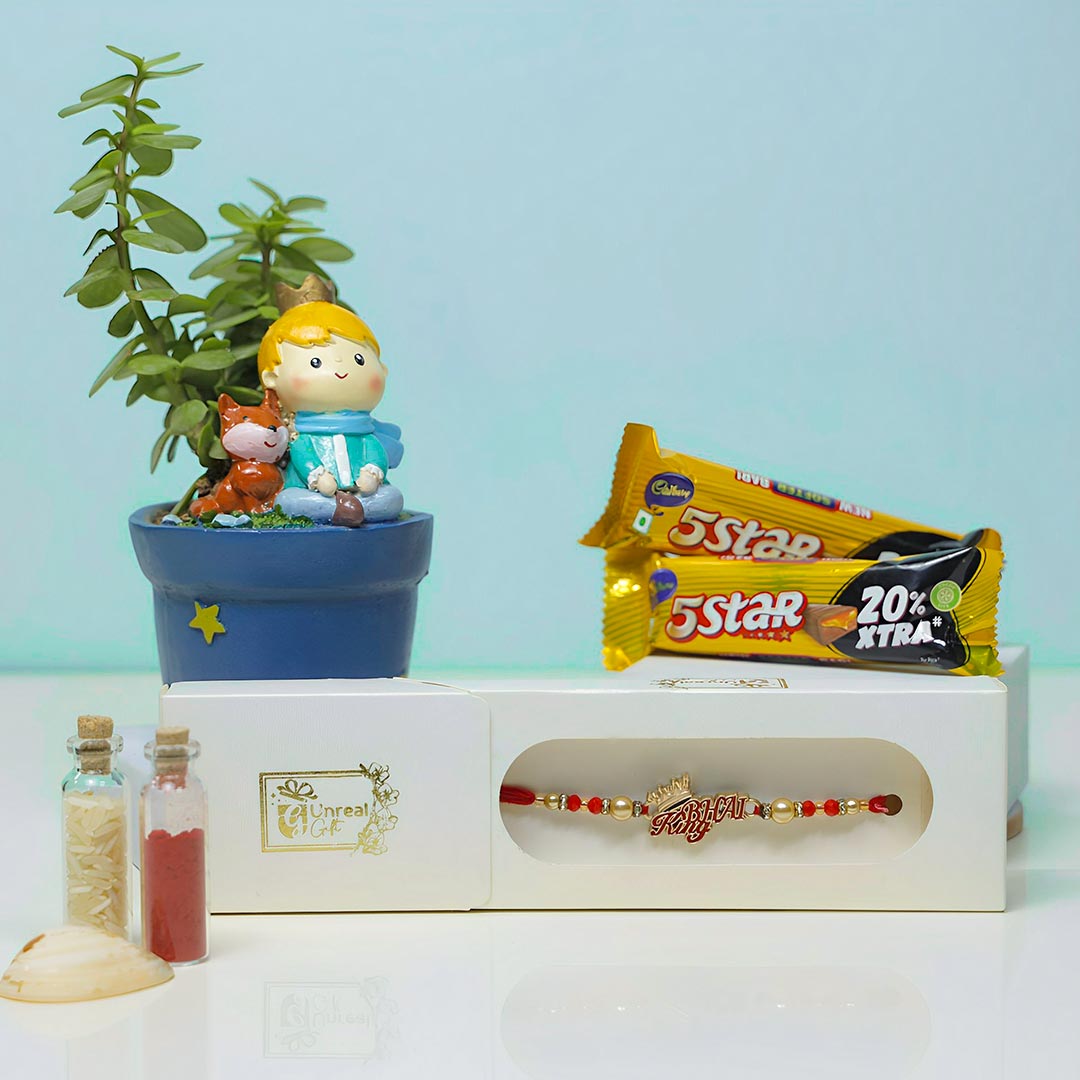 King Bhai Rakhi With Jade Plant N Chocolates