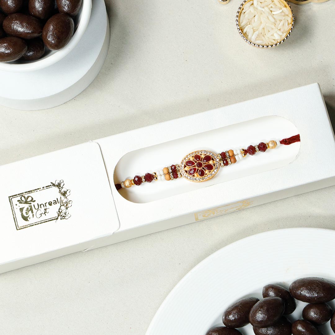 Kundan Rakhi with Choco Almond Dragees