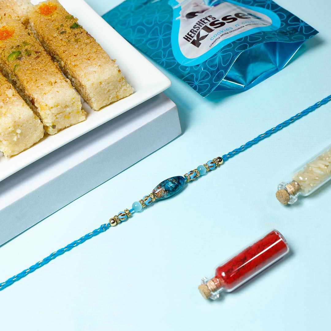 Buy Lapis Lazuli Stone Rakhi With Sweets