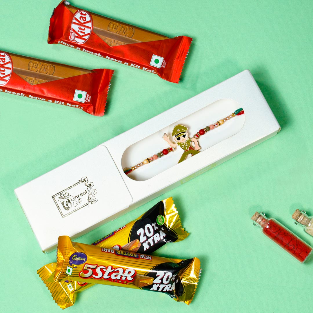 Little Singham Rakhi With Chocolates