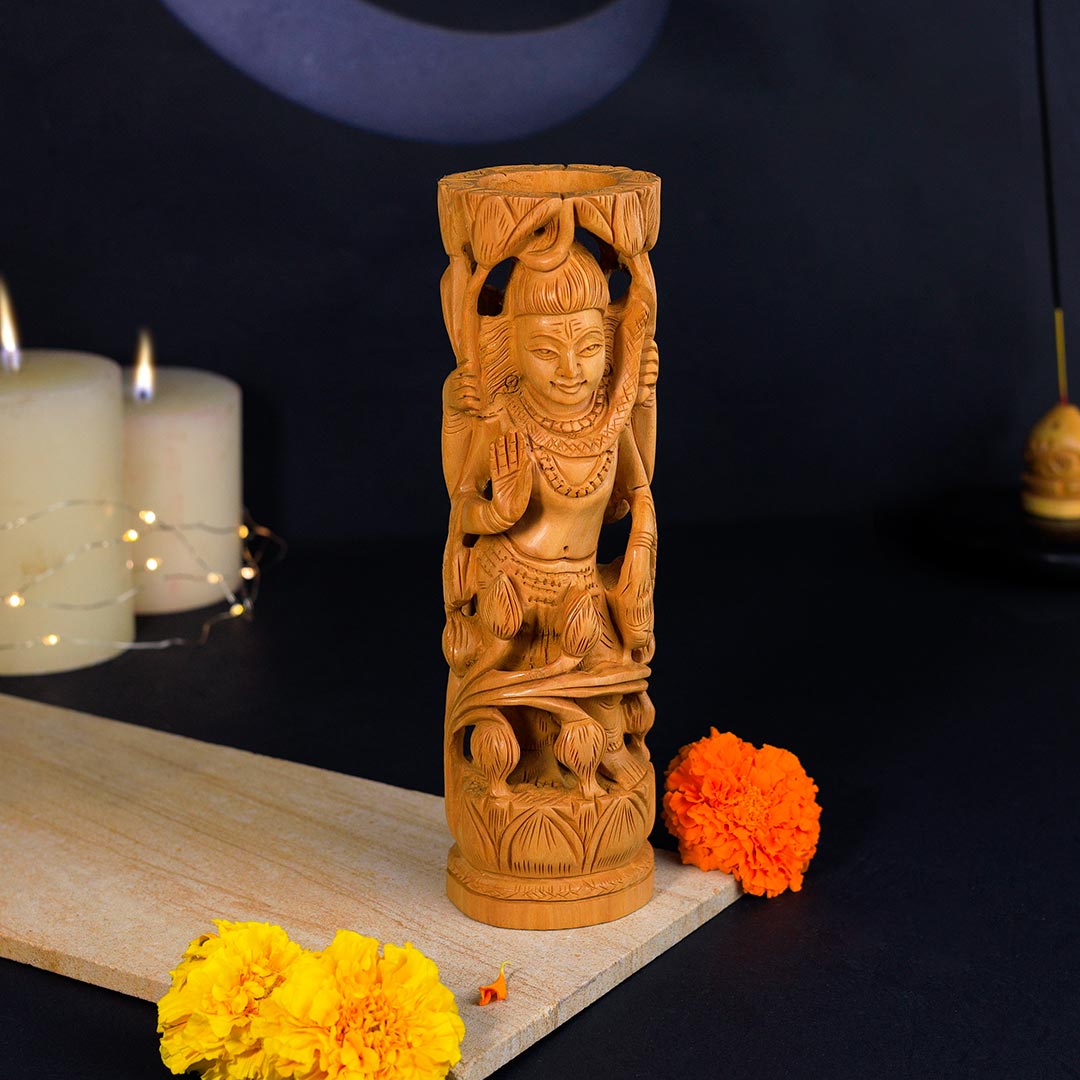 Lord Shiva Idol On Lotus Figurine