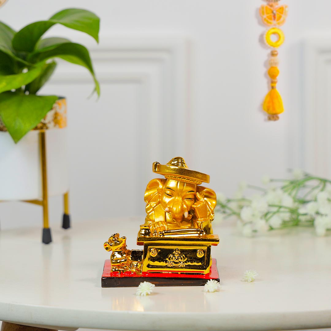 Lucky Charm Duo Of Ganesha And Money Plant