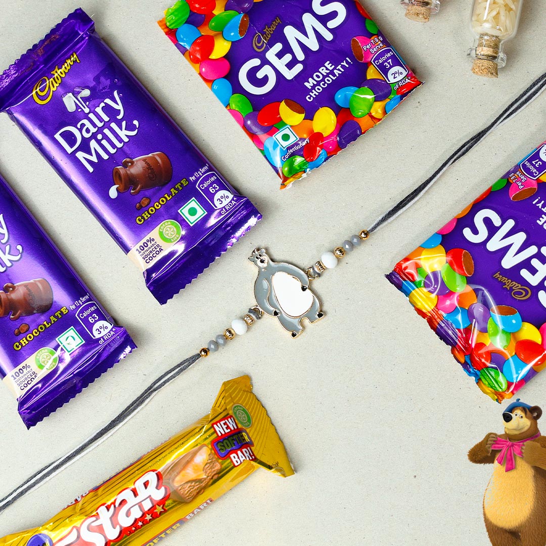 Send Mishka Bear Rakhi With Chocolates