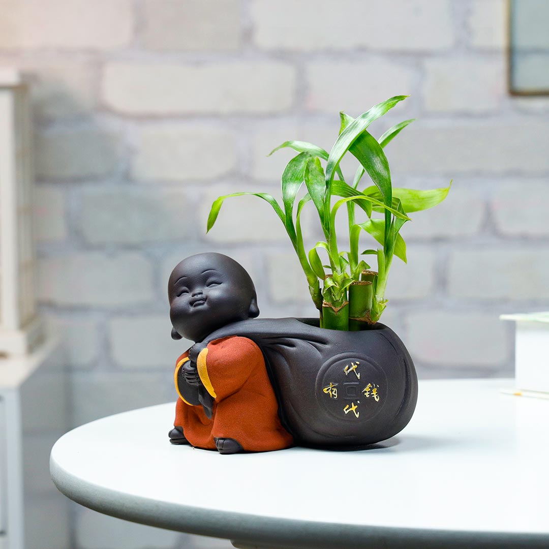Order Monk Carrying Goodluck Bamboo In Bag Online