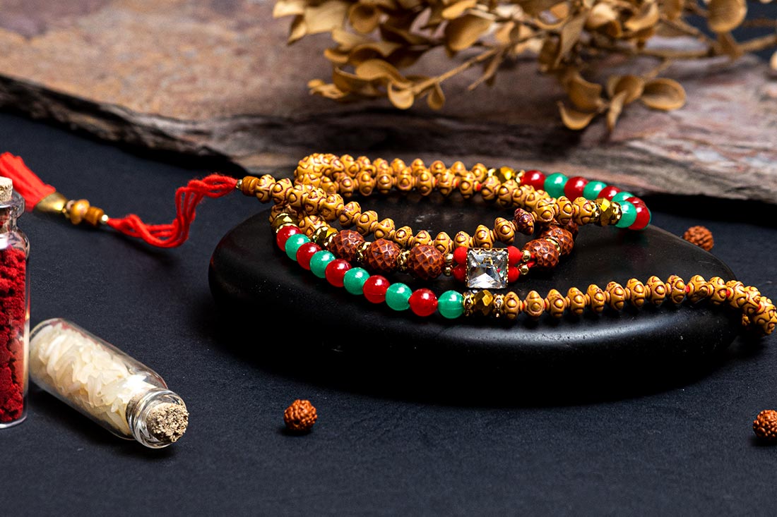 Multi-Faceted Rudraksh Pearl Rakhi