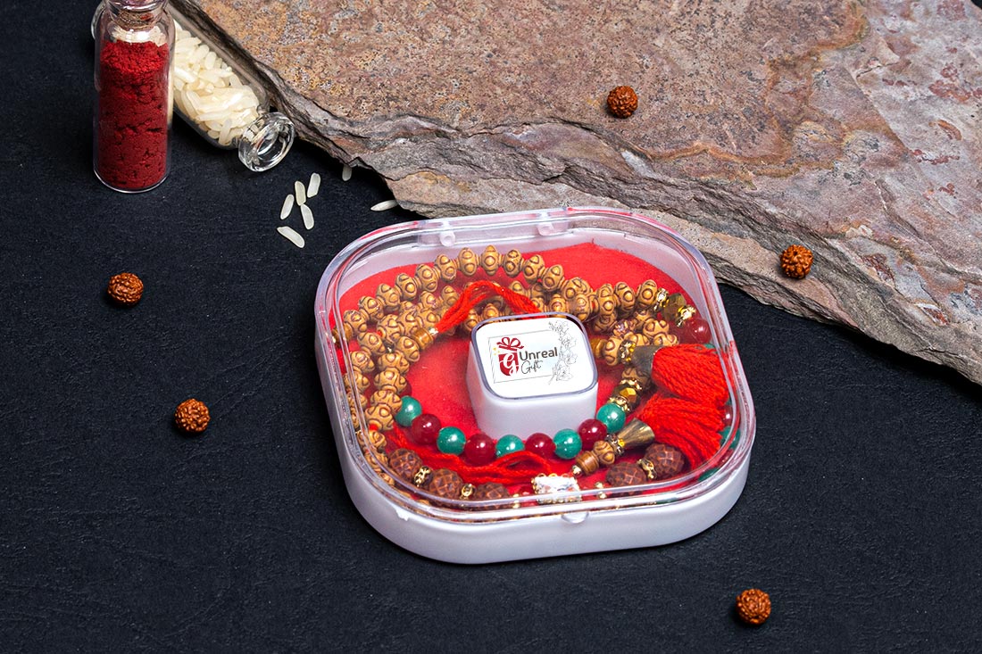 Multi-Faceted Rudraksh Pearl Rakhi