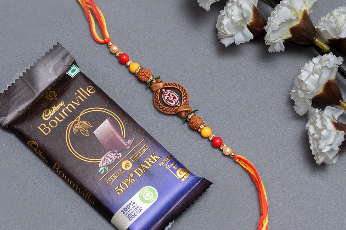 Send Om Rakhi And Dark Choco Set Online