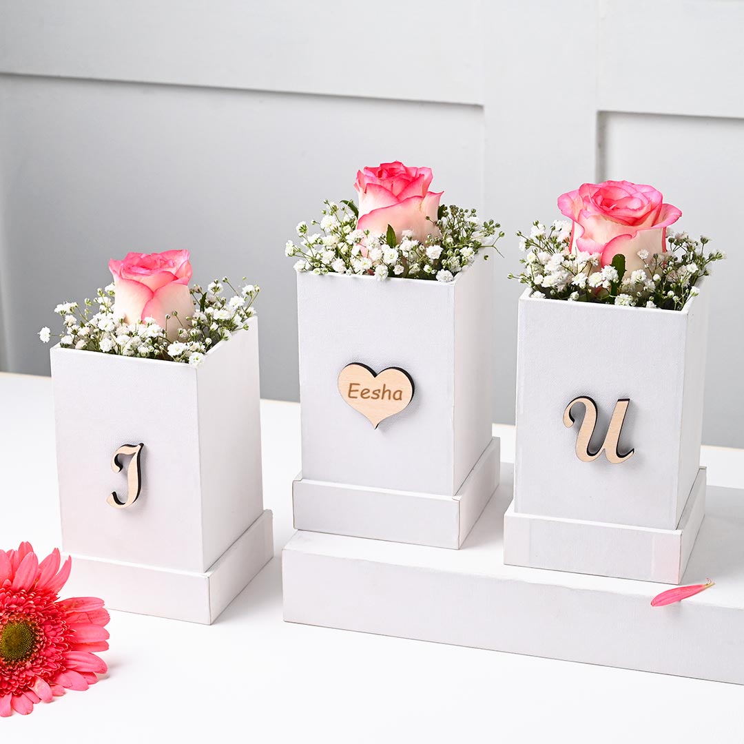 Send Personalised Pink Roses Wrapped In Love