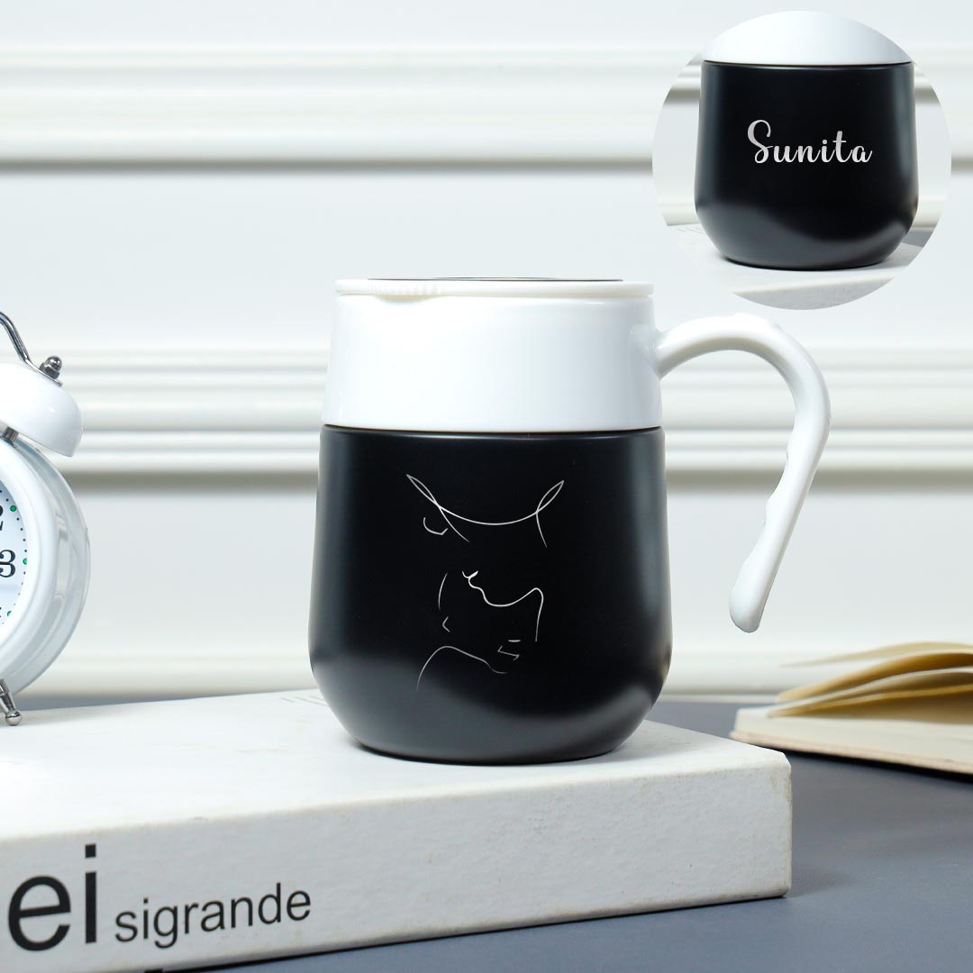 Personalized Elegant Black Coffee Mug For Mom
