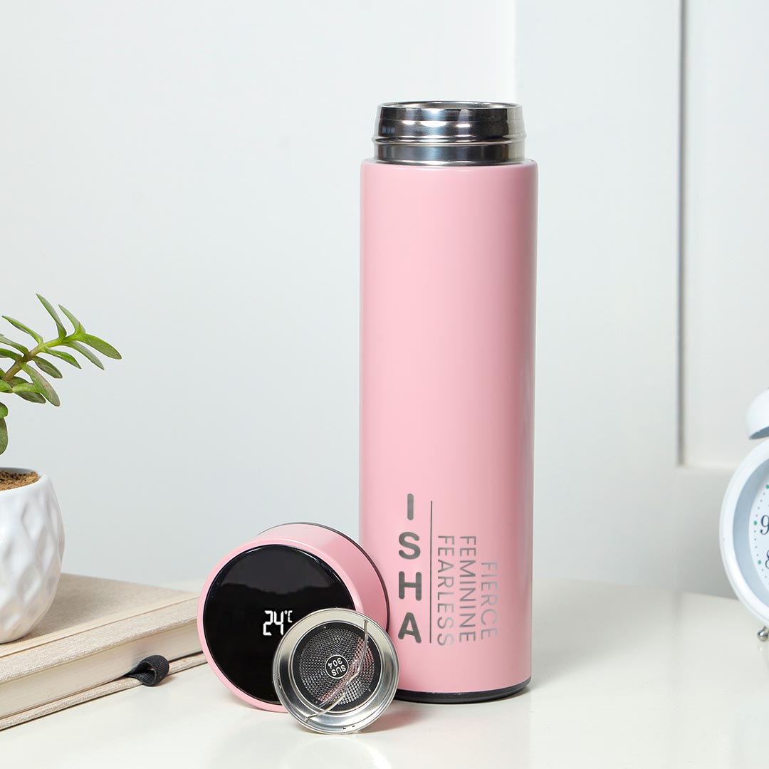 Personalized Led Temperature Bottle - Pink Delivery
