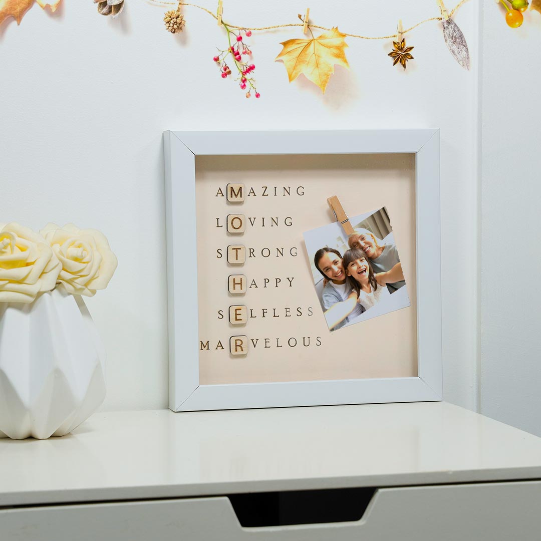 Personalized Mother In Words Scrabble Photo Frame