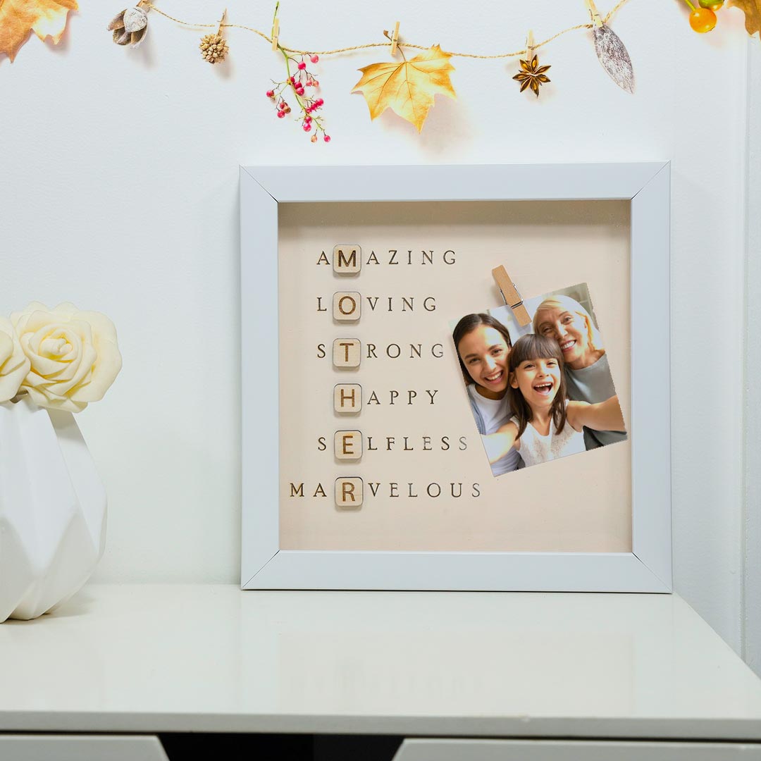 Personalized Mother In Words Scrabble Photo Frame
