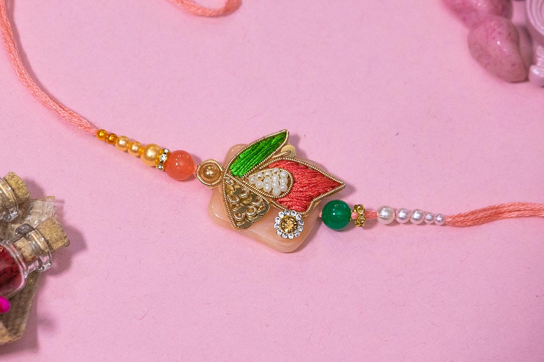 Pink Stone Studded Rakhi