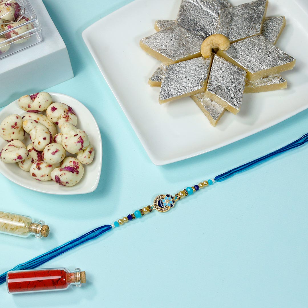Quirky Rakhi with Kaju Malai & Sweets Combo Send Now