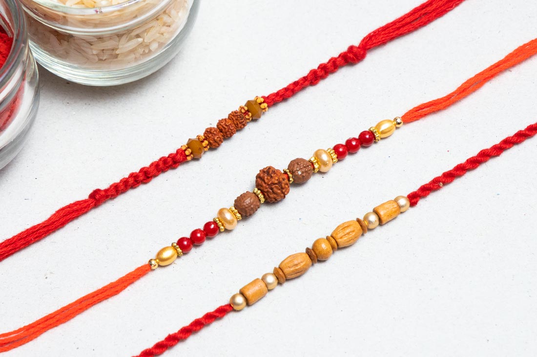 Send Rudraksh rakhi pack of three