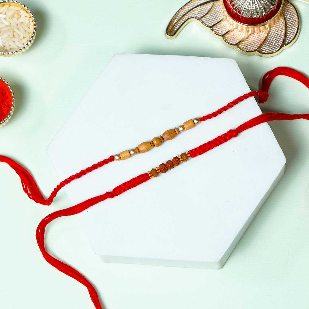 Rudraksha Duo Rakhi With Milk Cake