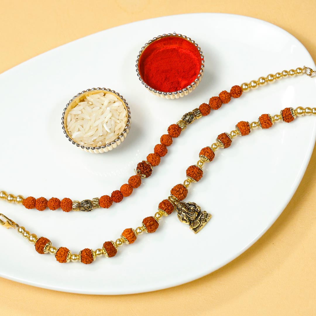 Rudraksha Rakhi Set With Assorted Dry Fruits