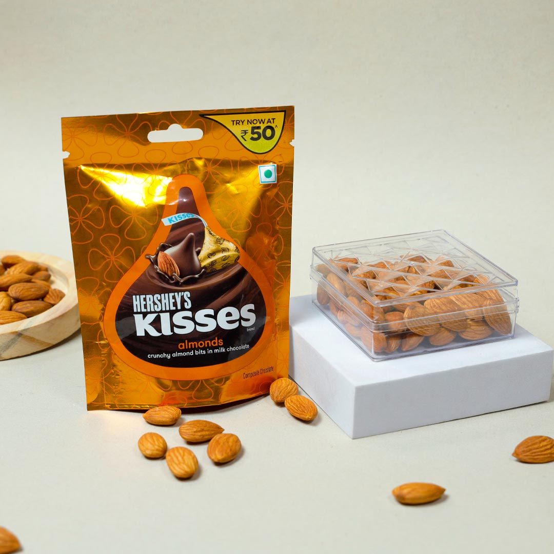 Rudraksha Rakhi with Hershey's Chocolates & Almonds
