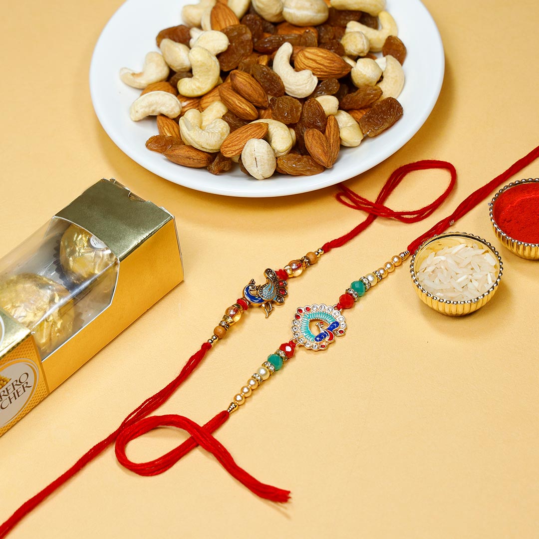 Set of Mauli Rakhi with Dry Fruits N Ferrero Rocher Online