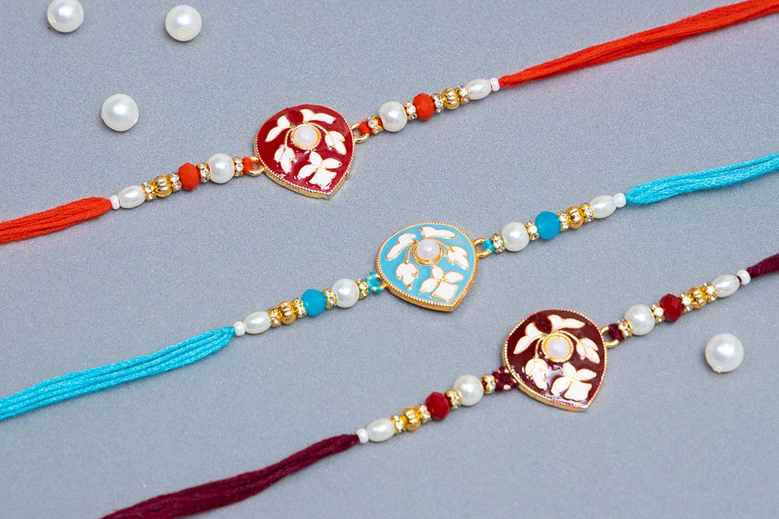 Silk Beaded Rakhi Pack Of Three