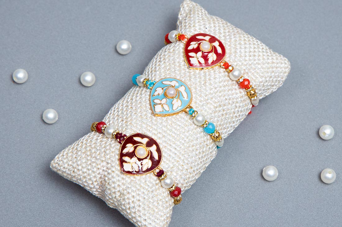 Silk Beaded Rakhi Pack Of Three