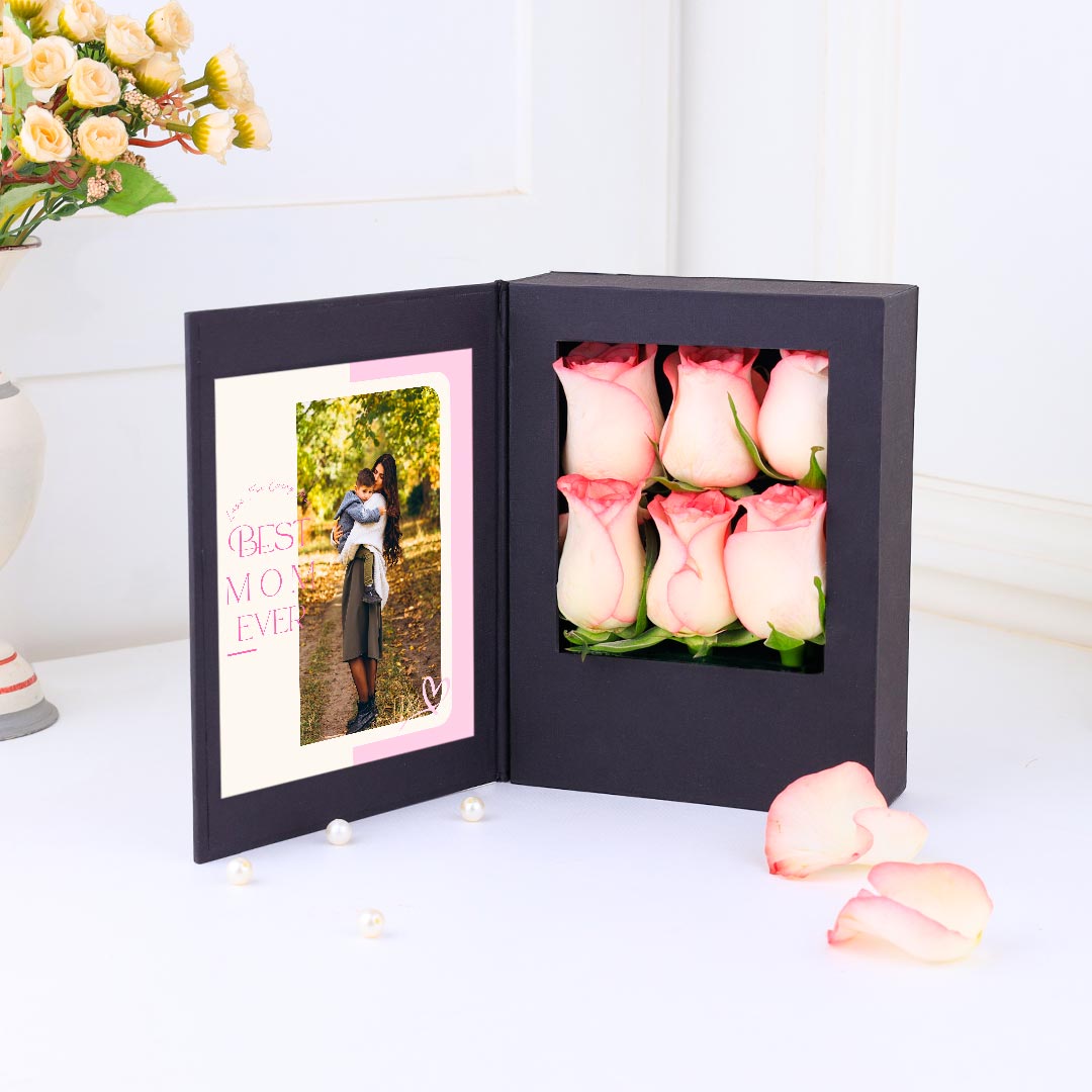 Trendy Pink Roses For Beautiful Mom With Frame