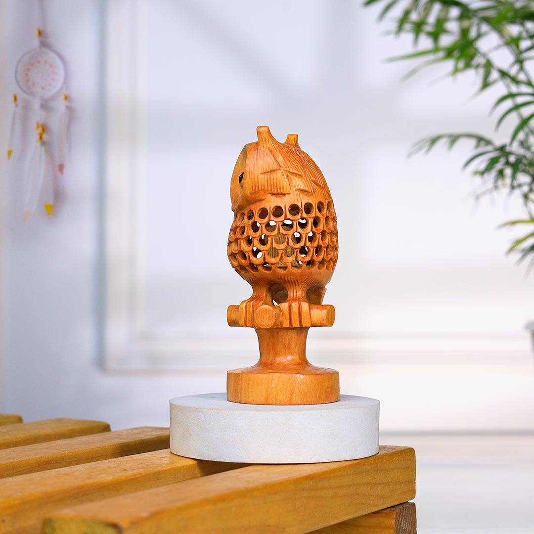 Unique Wooden Owl With a Big Eye