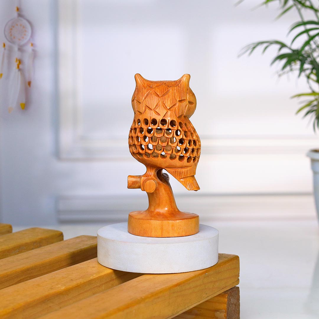 Unique Wooden Owl With a Big Eye