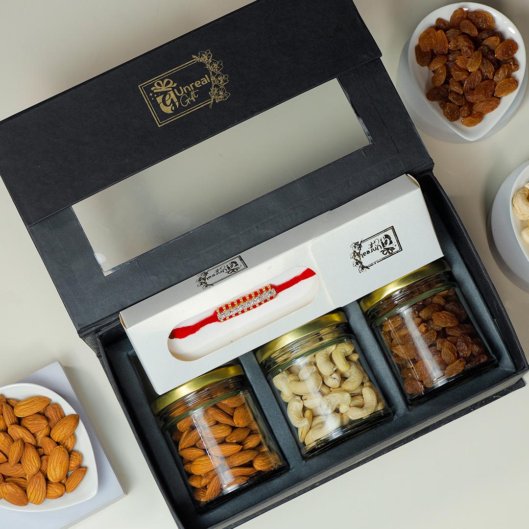 Zardoshi Rakhi With Dry Fruits Hamper